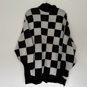 H&M | Oversized Black & White Checkered Sweater | Women's Checkboard Knit